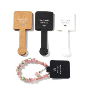 VERMILL 50pcs 4x10cm Bracelets Display Cards Hanging Self-Adhesive Necklaces Ring Packages Tags Durable Kraft Paper Tags Jewelry Cardboard