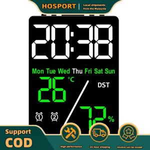 【HOSPORT】Alarm Clocks with Temperature Indoor Humidity Digital Travel Alarm Clock Digital LED Clocks for Kitchen Baby Room Office