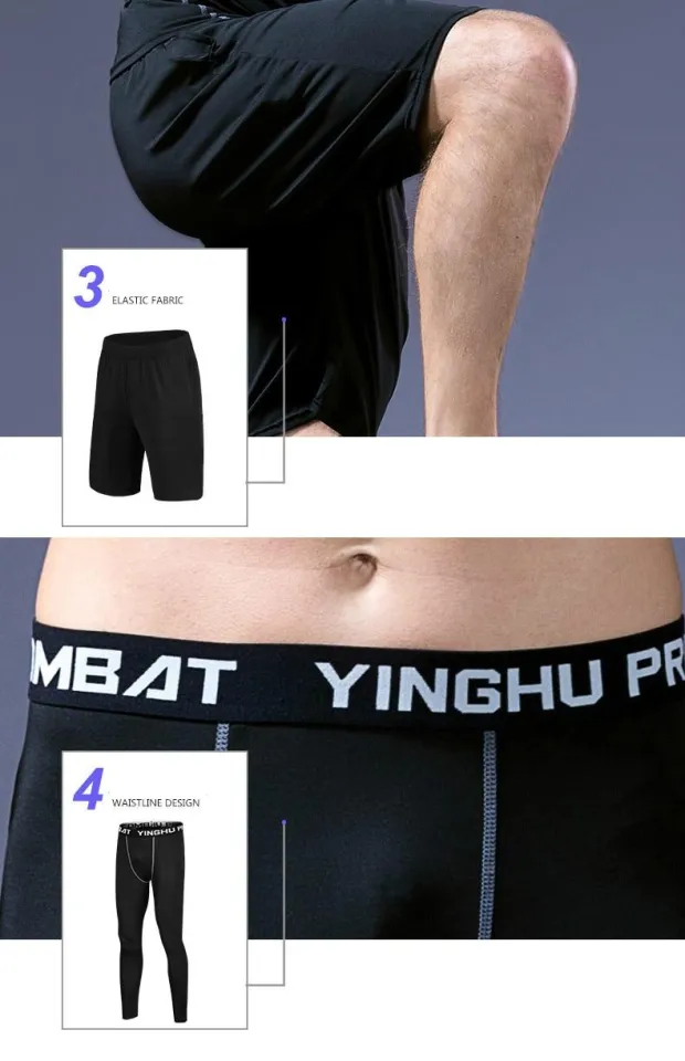 3pcs Men's High Elastic Quick Dry Tight Compression Long Boxers Briefs  Shorts For Sports Running Basketball Fitness, Men's Underwear