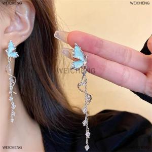 [COD] WEICHENG Romantic Long Butterfly Tassel Earrings For Women Delicate Blue Butterfly Dangle Earrings Jewelry Gift