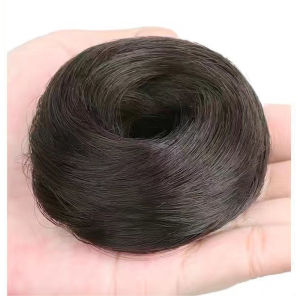 Elastic Straight Hair Bun Ring High Elasticity Fluffy Artificial Hair Bun Hair Accessories Elastic Flower Bud Wig Hair Circle