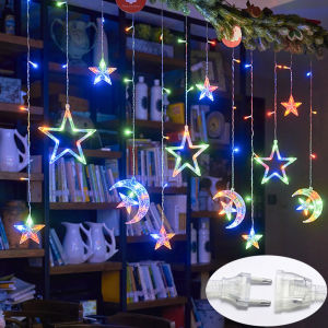 2024 4M LED Light Moon Star Light Hari Raya LED Curtain Light Fairy String Light 8 Modes Decoration Light For Outdoor Decoration