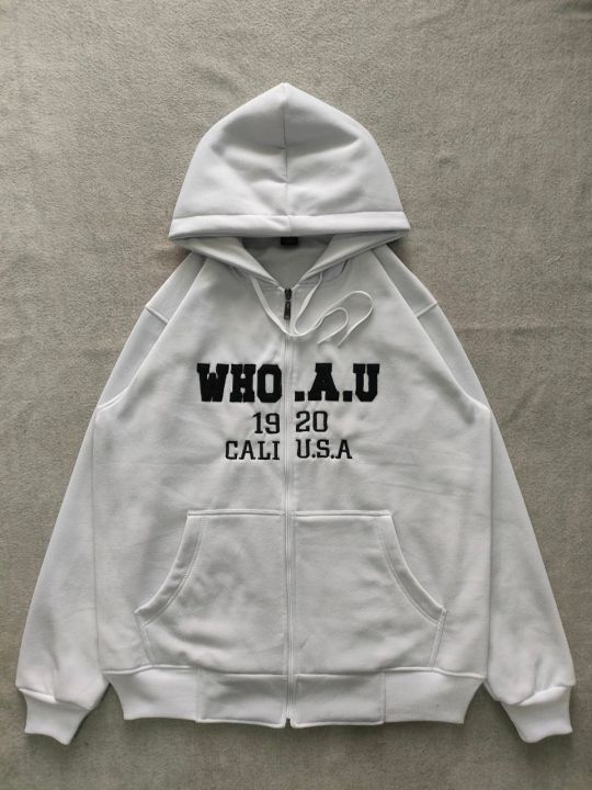 Hoodie Zipper Sleting WHO AU Pria Wanita Ready Banyak variasi