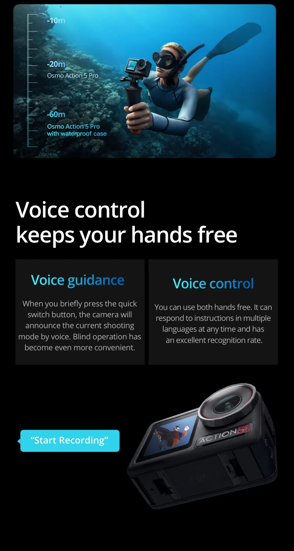 DJI Osmo Action 5 Pro - Action Camera | กล้องแอคชั่น | 1/1.3 Sensor 4K/120fps | กล้องดำน้ำ ลึก 20 ม.