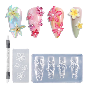 3PCS Multifuntional Nails Molds Styling Mold Flower Shape Nails Accessories Moulds Suitable for Accessories Enhancement