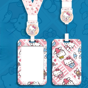 Bao Đựng Thẻ Học Sinh/Đi Làm Hello Kitty Có Dây Rút LILA DTKITTY29