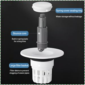 Bouncing Core Pop-up Seal Easy and Convenient Installation Anti-odor Filter Sturdy and Durable Material