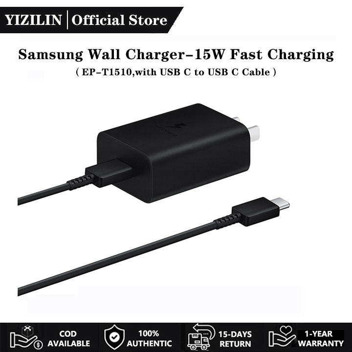 Samsung Charger Type C 15W Fast Charging Adapter Original EP-T1510 PD  Travel Wall Chargers with 3A Cable for Galaxy S24 S23 S22 S21 Ultra Note 20  10