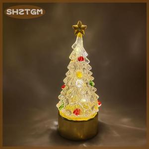 SHZTGM Christmas Tree Night Light Battery Powered Crystal Table Lamp For Home Decor Festive Holiday Party Desktop Decoration