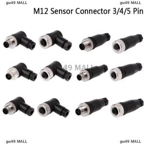 gu49 MALL 1Pc M12 sensor connector 3 4 5 pin male female straight right angle plug