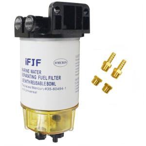 IFJF Marine Fuel Water Separating Filter S3213 10 Micron S3214 35-60494-1 35-809097 3/8 Inch NPT Port for Outboard Motor Mercury
