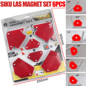 6pcs Siku Magnet Mini Set Untuk Las / Arrow Magnetic Welding Holder Pengatur Posisi Pengelasan Magnetik Yang Kuat Braket Bantu Pengelasan Penarik Magnetik Penarik Magnetik Sudut Kanan Penarik Multi-Sudut Miring