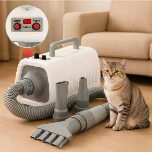 Pengering Hewan 3 in 1 Blower Sisir dan Penghisap Bulu Suara Rendah untuk Kucing Anjing