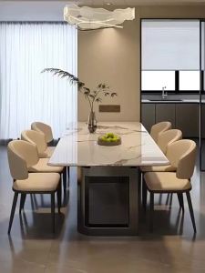 [CozyNest ]Marble dining table modern minimalist rectangular home dining table and chair set