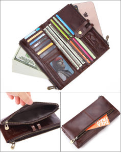 Royal Bagger Long Wallet Purse For Men Genuine Cow Leather Fashion Clutch Bag Handbag Cool Multifunction