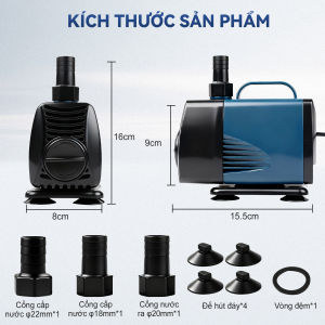 Máy Bơm Chìm Hồ Cá 5000L/H 85W - IPX8 Chống Nước Tạo Sóng & Lọc Nước Dùng Được Cho Cả Hồ Nước Mặn/Ngọt
