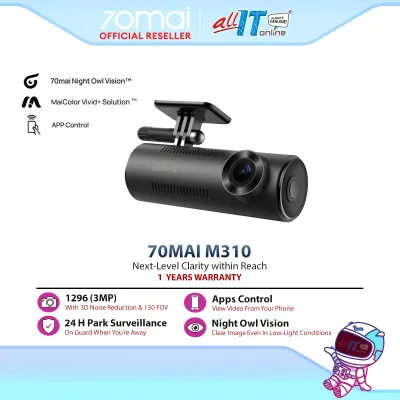 70mai M310 Car Recorder Dash Cam 2K QHD Resolution 1296p Support Parking Surveillance | Night Vision | Voice & Apps Control