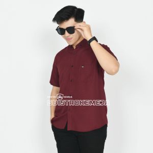 Kemeja polos pria lengan pendek premium distro Baju pria dewasa kemeja kasual cutting requler Warna dasty mauve