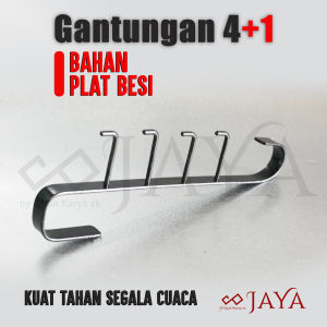 JAYA Gantungan Besi Belakang Pintu 5 Kait Tanpa Paku Hanger Gantungan Baju Tas Topi 5 Hook Serbaguna