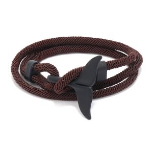 FUNG Personality Fashion Couple Whale Tail Alloy Birthday Gift Ocean Series Korean Style Hand Strap Fashion Jewelry Men Bracelet Braided Rope Bracelet
