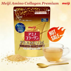 Japan Meiji Amino Collagen Powder 196g | Brightening Skin Beauty Support | Fish Collagen Peptides for Glowing Skin