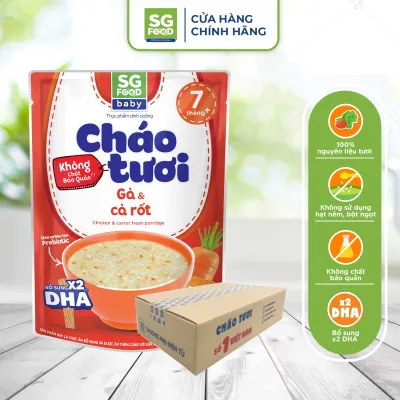 Thùng 30 Gói Cháo Tươi Baby Sài Gòn Food Gà Cà Rốt 240G