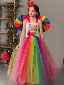Lollipop Costume Fairy Halloween Candy Role Play Dress up Kid Carnival Purim Princess Girls Party Dresses Cute Vestidos Rainbow2026