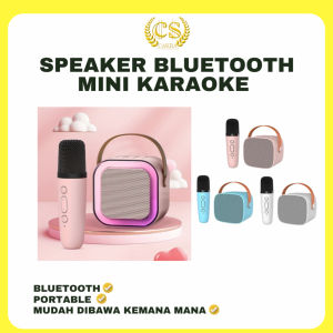 CS Speaker Bluetooth Mini Karaoke Speaker Bluetooth Bass K1 Microphone Premium Set Lengkap