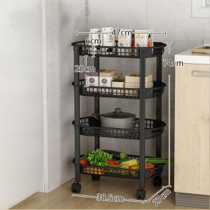 DIJIE Kitchen shelf: floor mounted multi-layer storage rack multi-functional condiment storage rack movable food basket with wheels