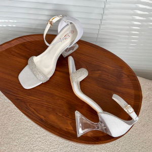 DS STYLE 338-7 HEELS SANDALS FOR WOMEN GLITTERY ELEGANT 2-STRAP 3.5INCHES