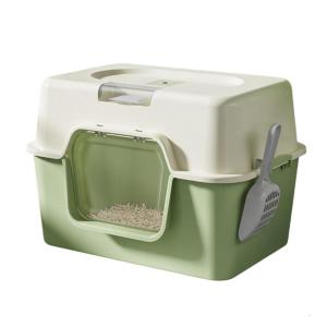 Plastic Litter Box Cats Rabbit Odor Control Not Stick Smooth Surfaces Cats Litter Pans Enclosed Cats Litter Container