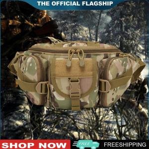 [TOPACE MALL]Multipurpose Fishing Tackle Waist Bag Nylon Outdoor Sports Waist Pack Waterproof Large Capacity for Camping Hiking Traveling Running