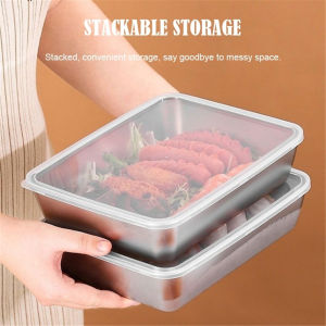 304 Stainless Steel Japanese Bento Box with Lid Airtight Food Storage Container BBQ Tray Fresh-Keeping Kitchen Organizer for Rice Baon Meal Prep Party Serving
