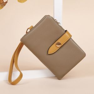 New Women Small Wallet Wrist Strap Short Purse Fashion Three Fold Multiple Coin Purse