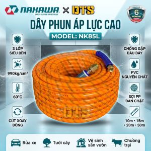 Dây phun áp lực cao NAKAWA NK-L 990kg/cm2 Rửa xe vệ sinh sân vườn Chống gập cút xoay đồng Dây 3 lớp