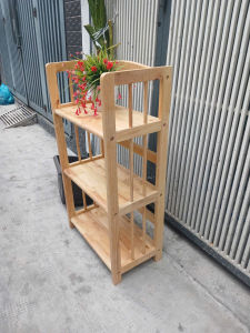 Kệ sách 3 tầng sâu 28cm ngang 50cm cao 90cm màu tự nhiên gỗ cao su đã thông qua xử lý chống mối mọt tẩm sấy bền chịu nướcchất lương hơn gỗ thông và MDF