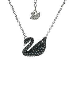 SWAROVSKI Luxury Black Swan Diamond Pendant Necklace S925 Sterling Silver Womens Fashion Necklace