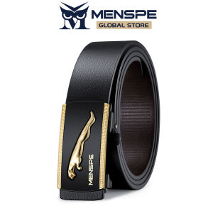 MENSPE Mens Belt Men Fashion Belt Men Genuine Leather Belts Leopard Pattern Belt Two-layer Cowhide Automatic Buckle Belts Brand Luxury High Quality Business Strap Male Waistband for Men