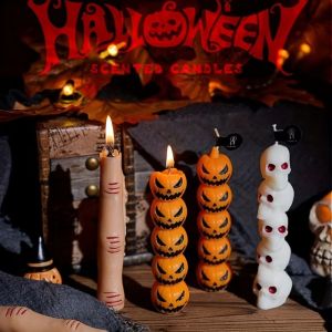 GIORGIONE 3D Silicone Molds Multi-Style Stackable Pillar Candle Molds Pumpkin Handmade Candle Molds Halloween