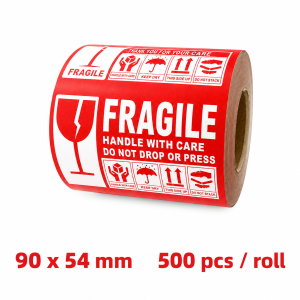 Fragile Labels 90x54mm 500pcs/Roll  Handle With Care Waterproof Adhesive Shipping Stickers