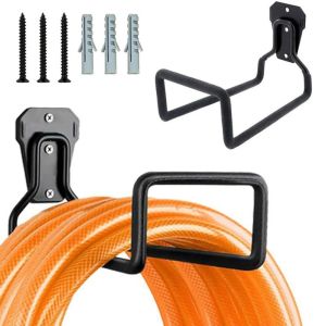 BLACKON Rust-proof Garden Hose Holder Heavy Duty Iron Water Hose Storage Rack Sturdy Strong Load Bearing Wall Mount Hose Rack For Outdoor Garden Garage