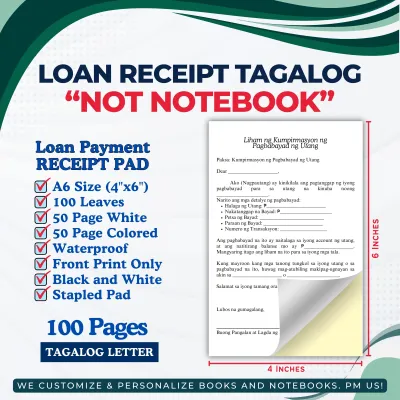 Loan Agreement & Tracker Notebook English & Tagalog Format 80 Sheets (160 Pages) | SNB 3 GBF 15