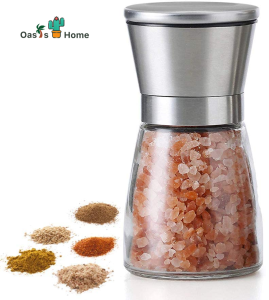 【Ready Stock】Oasis Home Premium Stainless Steel Salt and Pepper Grinder/ Lovely Salt and Pepper Shakers with Adjustable Coarseness - Salt Grinders and Pepper Mill Shaker LotzBuy