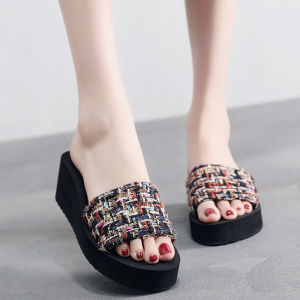 [Free Shipping] New WomenS Summer Sandals Fashionable And Versatile With Thick Soles Wedge Heels And A Color-Block Design Perfect For The Beach