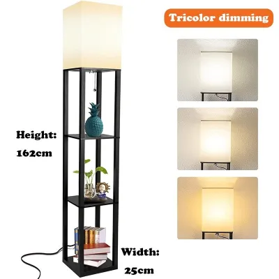 Floor Lamp with Shelves Modern Standing Shelf Lamp with 3 CCT LED Bulb and White Shade