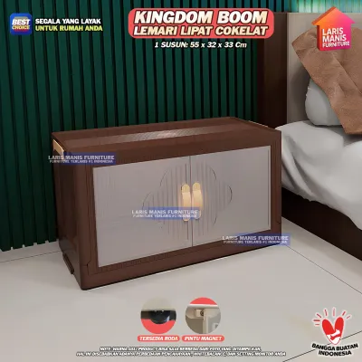 LEMARI PAKAIAN KINGDOM VIRUS LEMARI PINTU 2 SUSUN KABINET LEMARI PLASTIK MINIMALIS - FULL CREAM