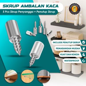 BIG MOM   Skrup + Penutup Penyangga Ambalan Papan 5 PCS – Sekrup Bracket Penyangga Papan Kayu Baut Bulat Penahan Kayu Kaca Sekrup Partisi 5 PCS Skrup Besi Ambalan Kayu Skrup Penyangga Shelf Ambalan Rak Meja Lemari