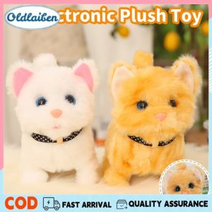 Oldlaiben Cute Electronic Plush Cat Toy Simulation Walking Electric Plush Stuffed Cat Soft Toy Children Gift