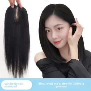 10*12/12*14/13*15-40/50/60cm 100% Human Hair Piece Topper Hair Replacement Cover White Hair Breathable And Lightweight Wig Increase Hair Volume For Woman