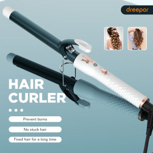 Dreepor Wave Curling Iron Portable Hair Curler Ceramic Hair Ironing Fast Heating Temperature-Adjustable 2 in 1 Hair Straightener And Curler Iron Brown